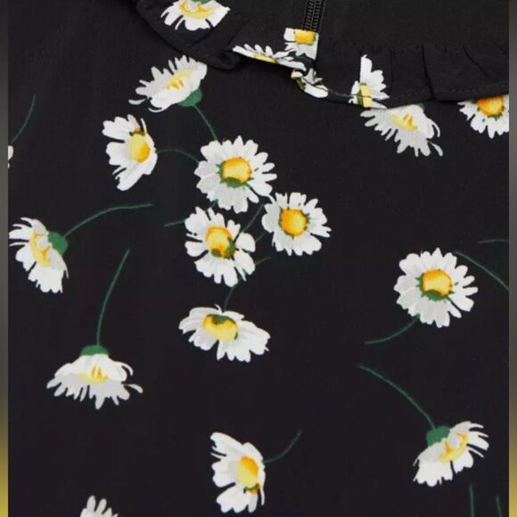 The Kooples black, white and yellow Daisies Satin slip dress y2K inspired - Picture 6 of 11